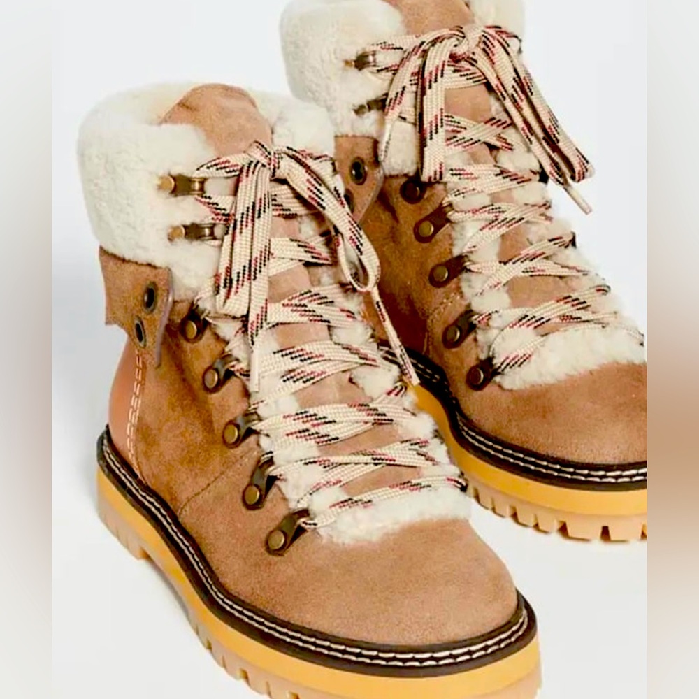 sz US 37 See by Chloe Eileen women's shearling hiker boots MSRP$495